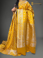 Premium Mashru Katan Silk Banarasi Saree - All Over Jaal Pattern