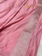 Pink Premium Mashru Katan Silk Banarasi Saree - All Over Jaal