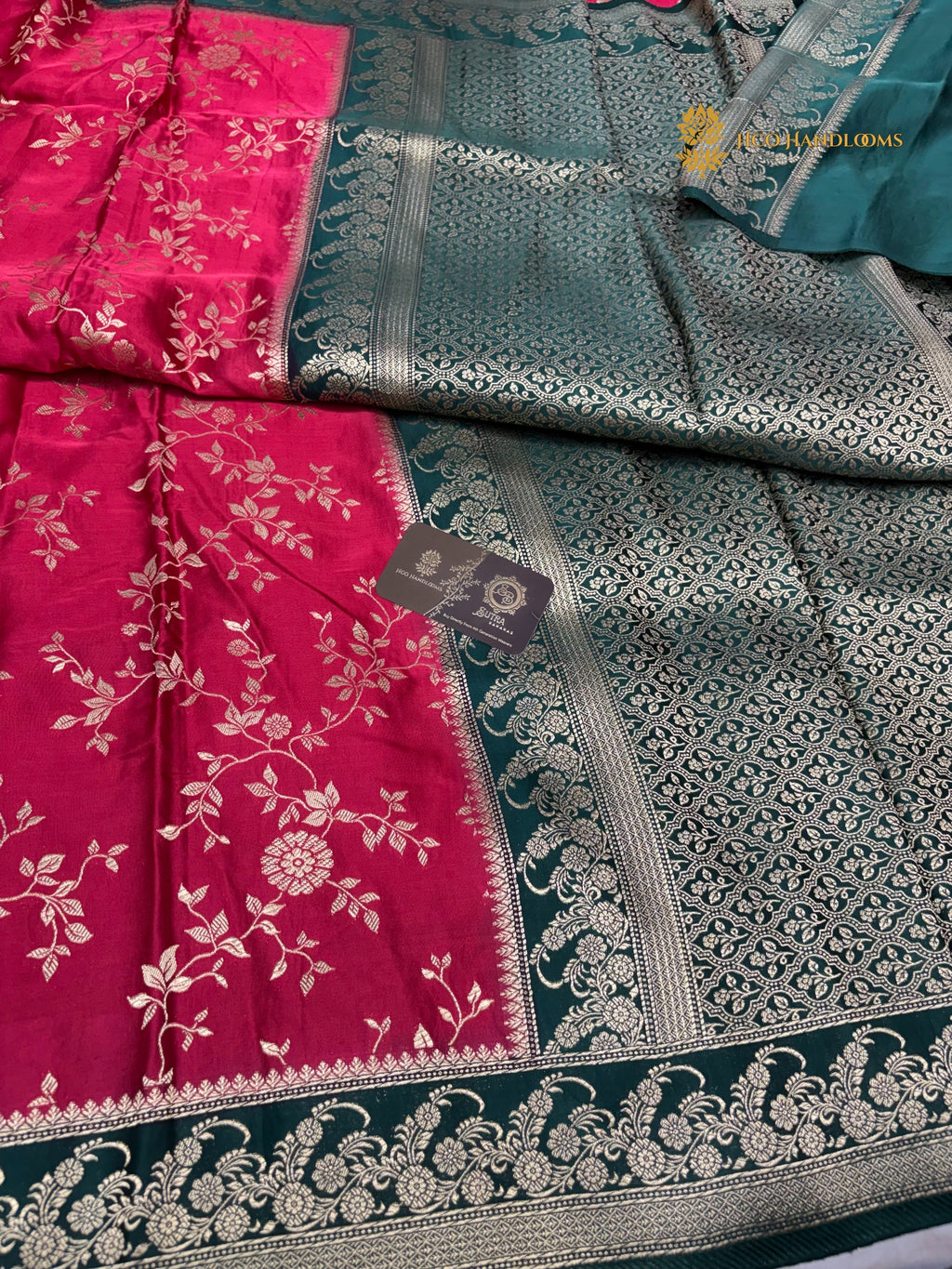 Premium Mashru Crepe Silk Banarasi Saree - All Over Jangla
