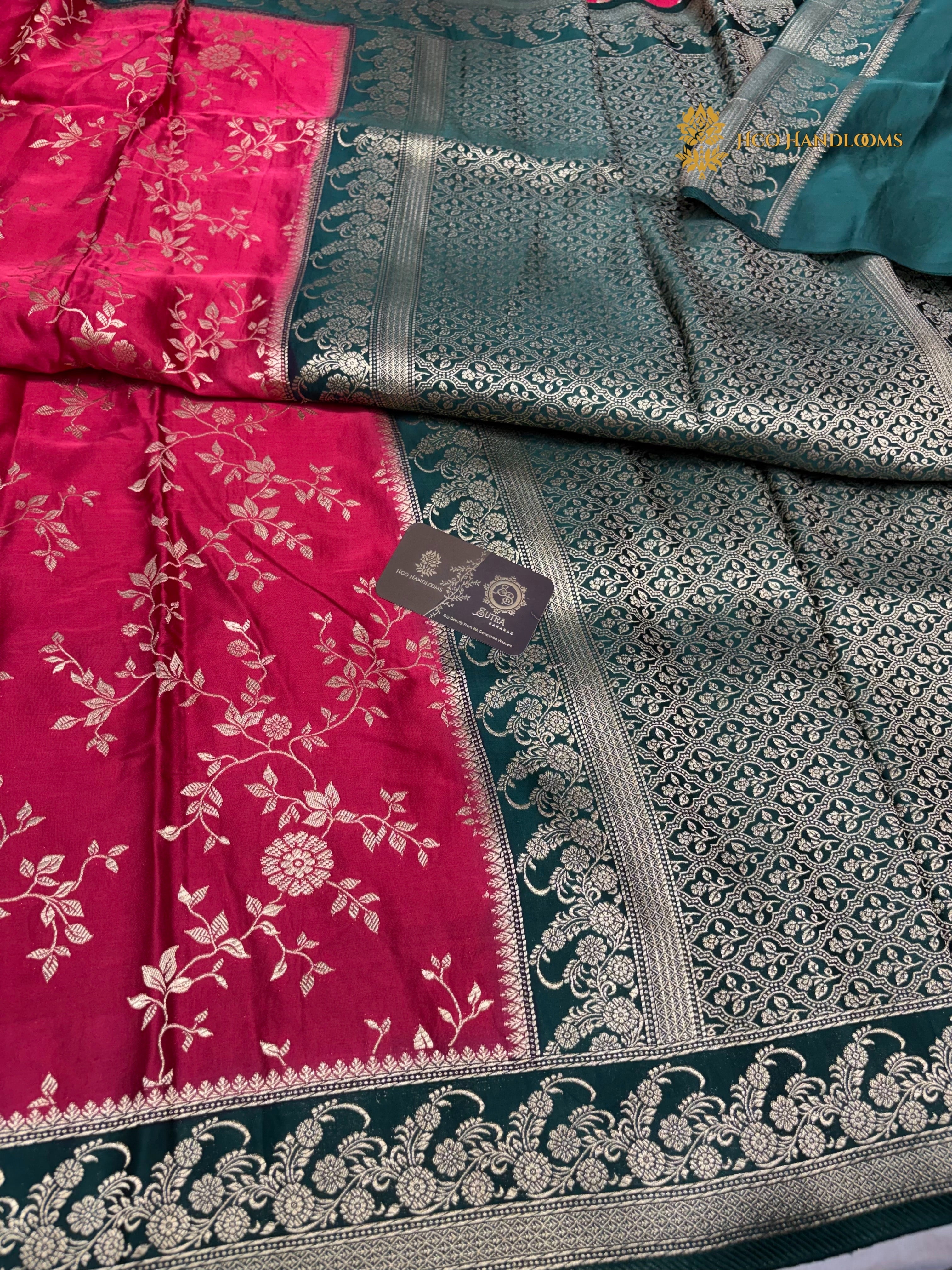 Premium Mashru Crepe Silk Banarasi Saree - All Over Jangla
