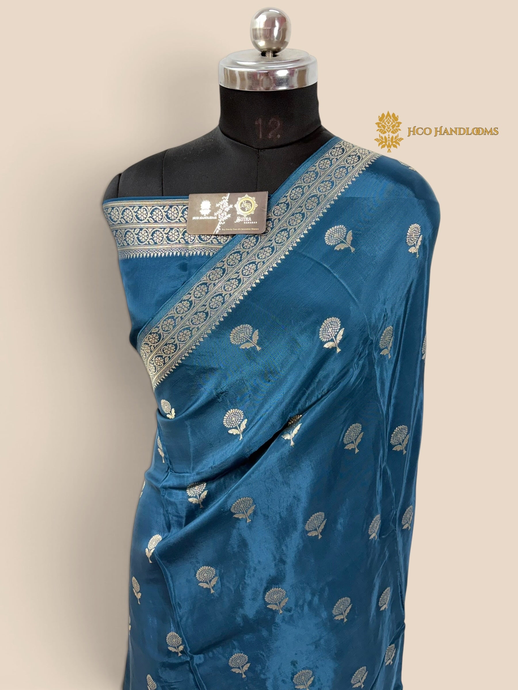 Blue Premium Soft Silk Banarasi Saree - All Over Motifs