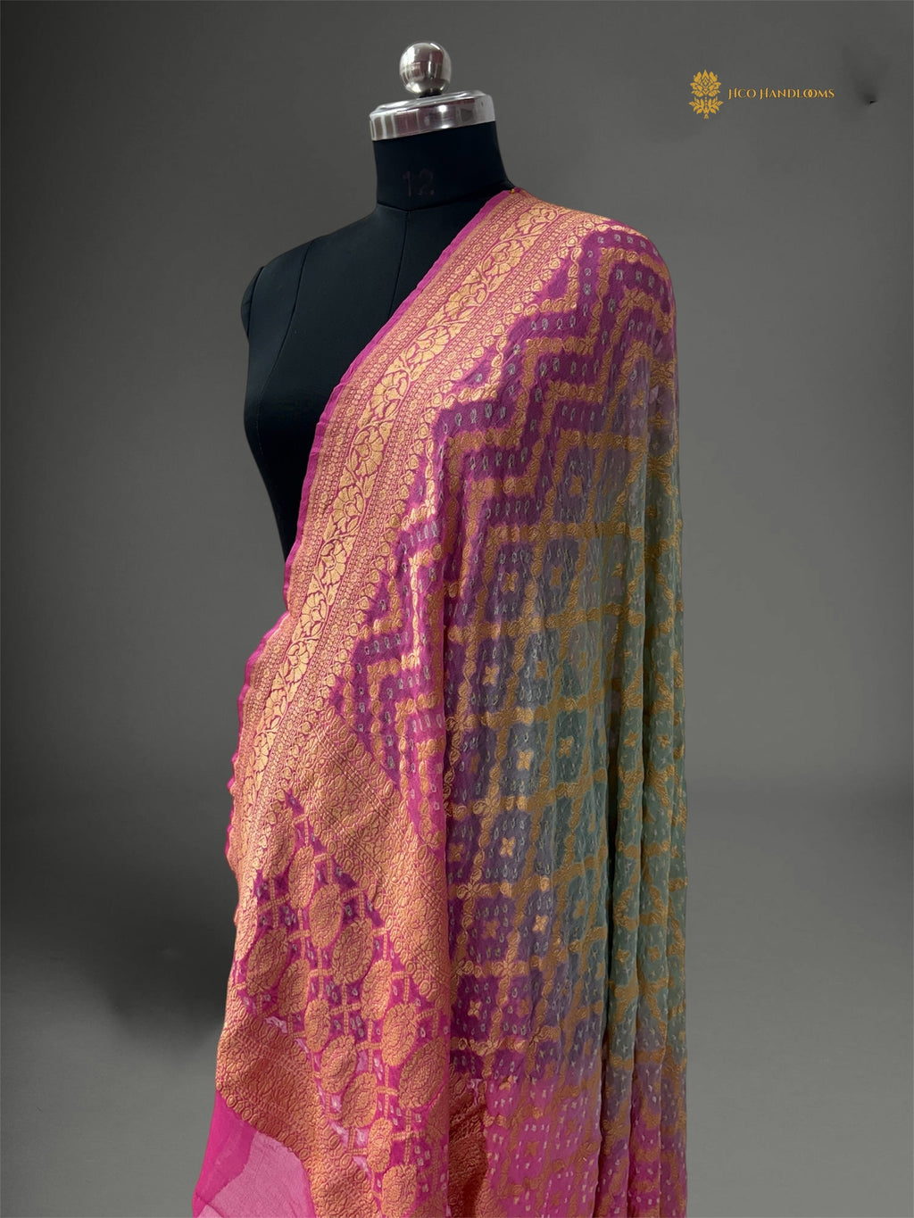 Pure Georgette Banarasi Bandhej Handloom Dupatta