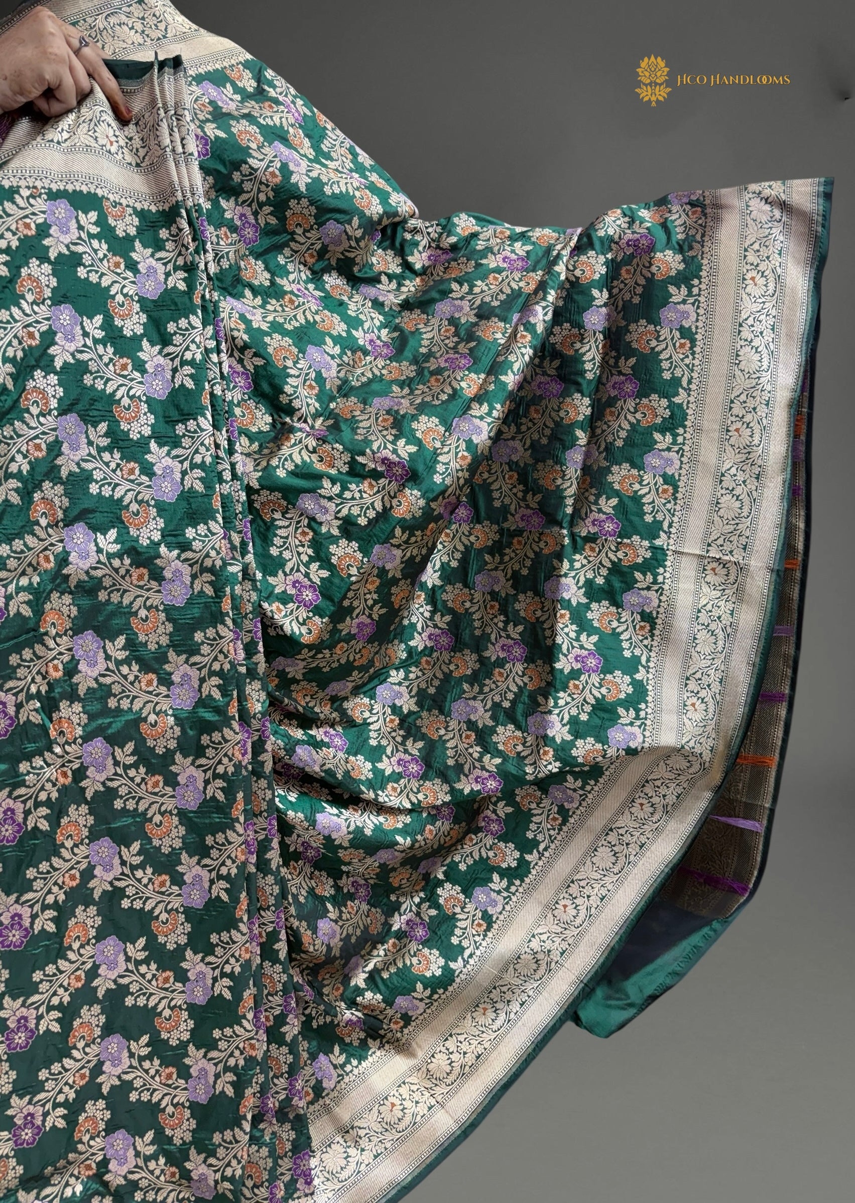 Regal Pure Katan Silk Handloom Banarasi Saree - All Over Jaal Work With Meenakari