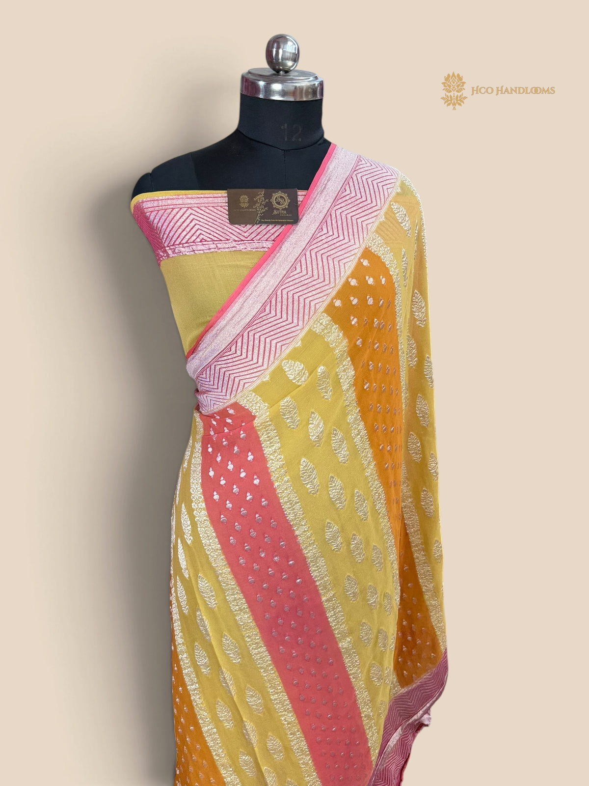 Rangkat Pure Khaddi Georgette Handloom Banarasi Saree - Water Zari