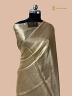 Gold Pure Molten Tissue Silk Tanchui Brocade Handloom Banarasi Saree