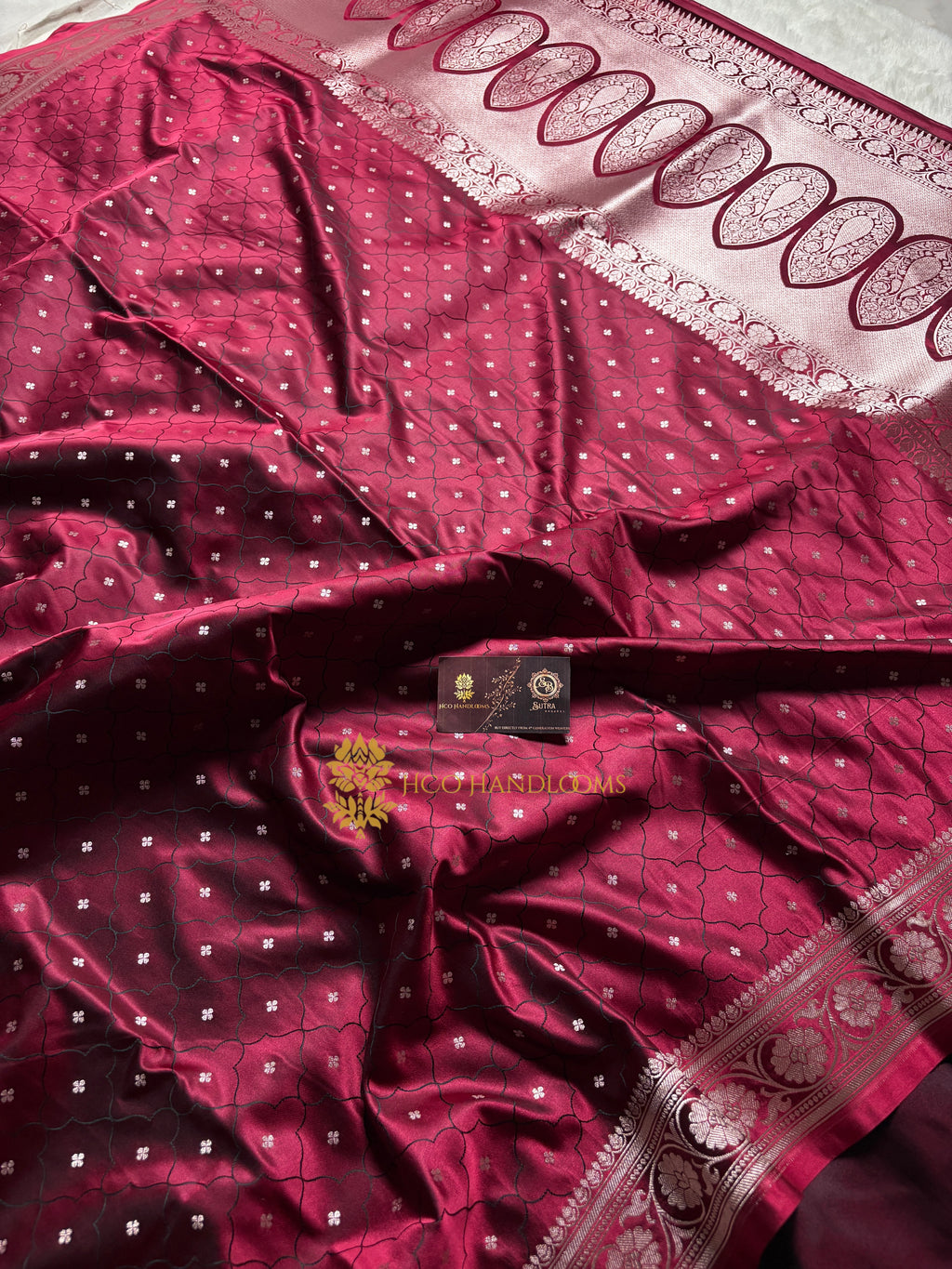 Premium Mashru Katan Silk Banarasi Saree With Floral Motifs