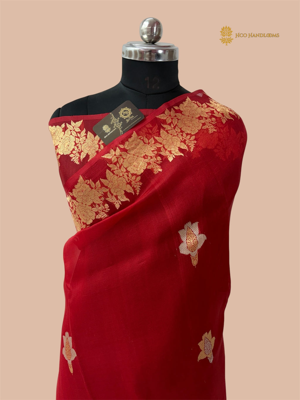 Regal Red Pure Kora Silk Handloom Banarasi Saree - All Over Sona & Roopa Kadua Motifs