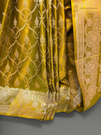 Premium Mashru Katan Silk Banarasi Saree - All Over Jaal Pattern