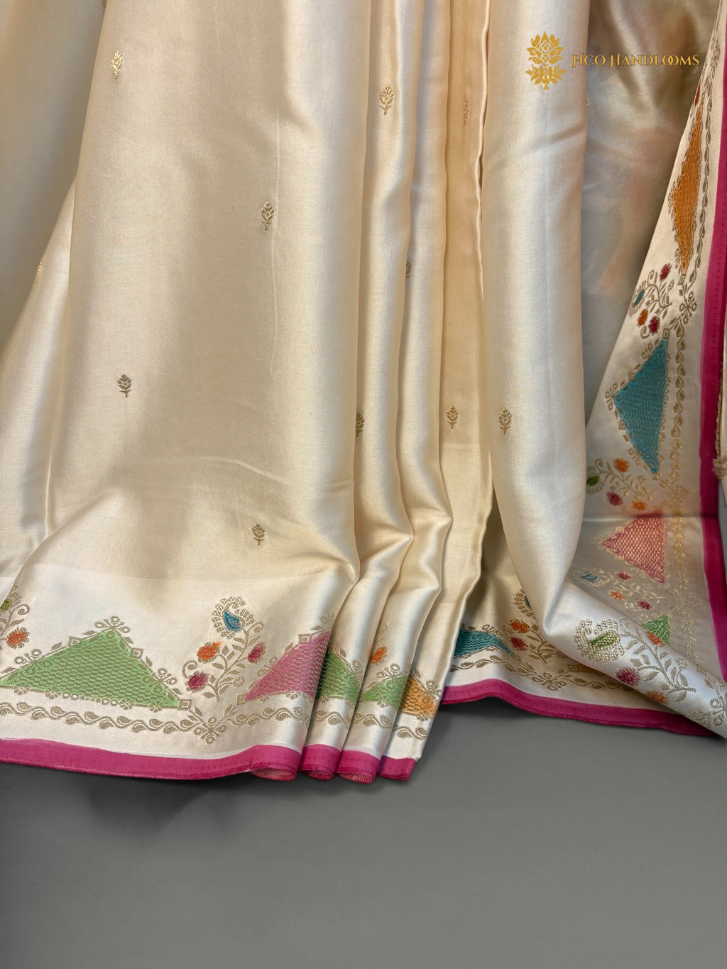 Premium Mashru Crepe Silk Banarasi Saree - All Over Motifs With Meenakari Border