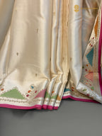 Premium Mashru Crepe Silk Banarasi Saree - All Over Motifs With Meenakari Border