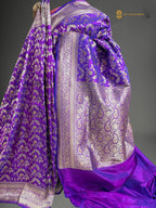 Regal Pure Katan Silk Handloom Banarasi Saree - All Over Jaal Work With Meenakari