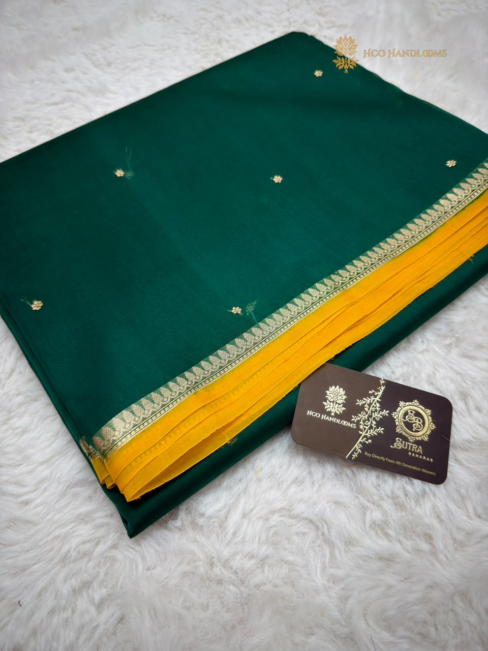 Pure Kora Silk Handloom Banarasi Saree - All Over Small Buti