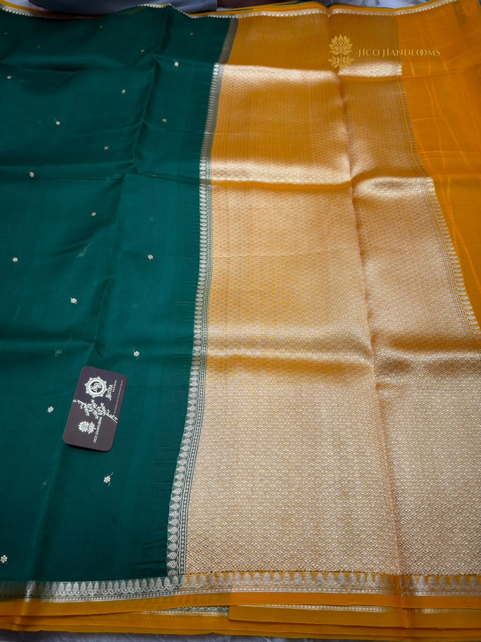 Pure Kora Silk Handloom Banarasi Saree - All Over Small Buti