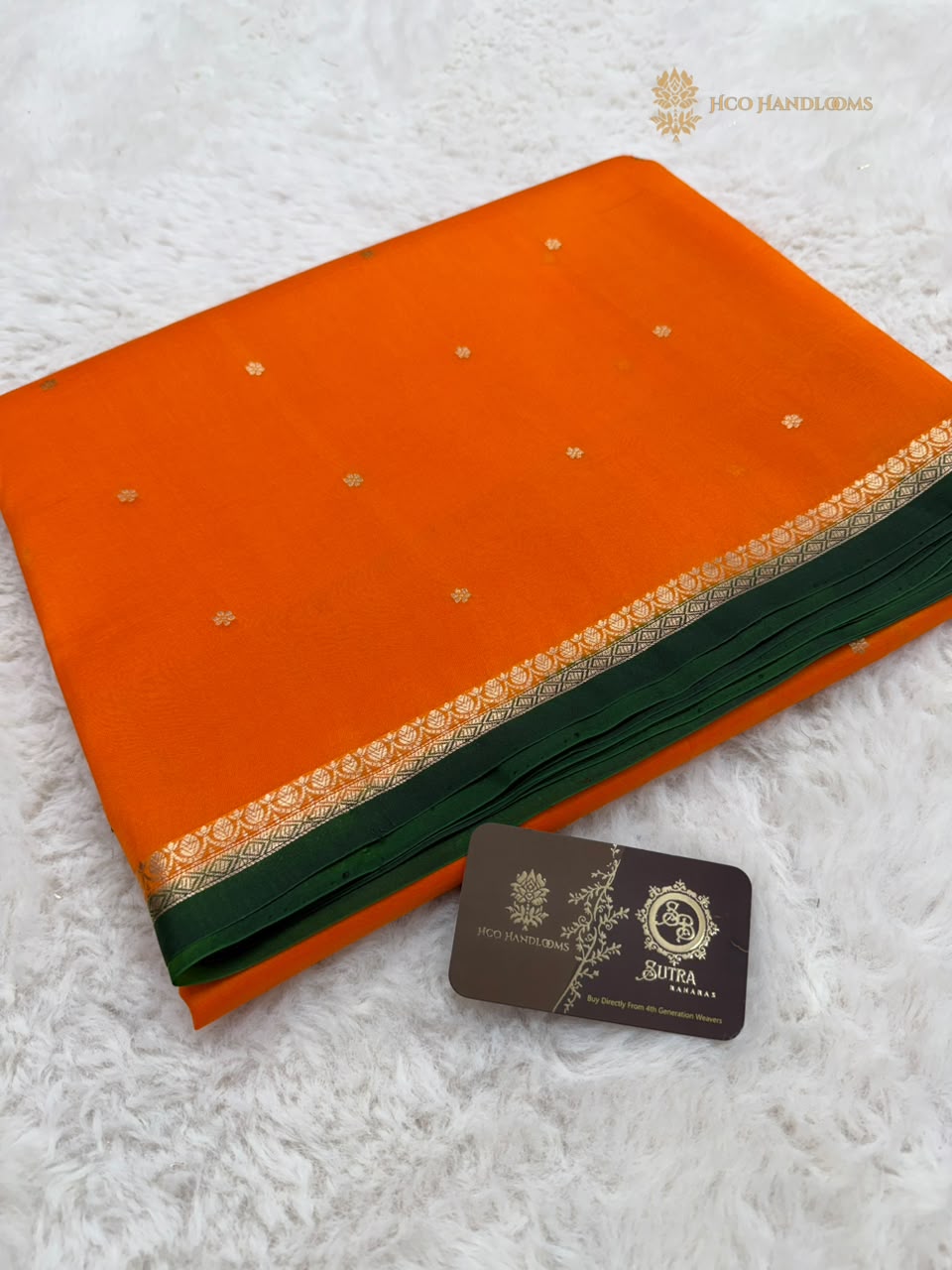 Pure Kora Silk Handloom Banarasi Saree - All Over Small Buti