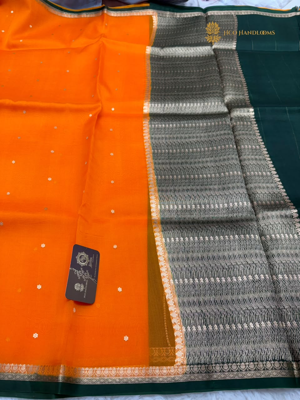 Pure Kora Silk Handloom Banarasi Saree - All Over Small Buti