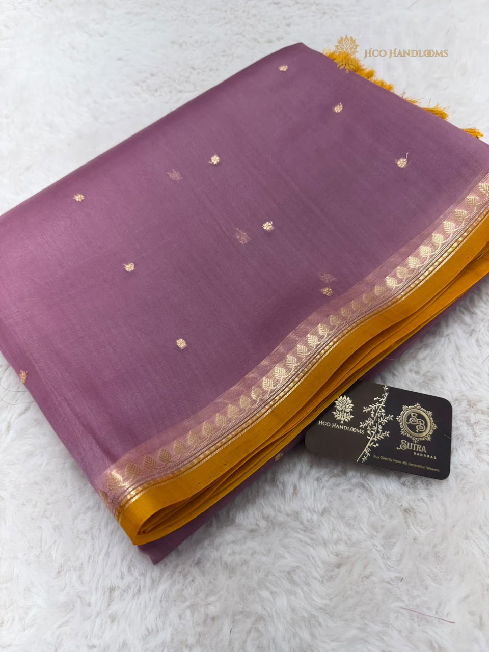 Pure Kora Silk Handloom Banarasi Saree - All Over Small Buti