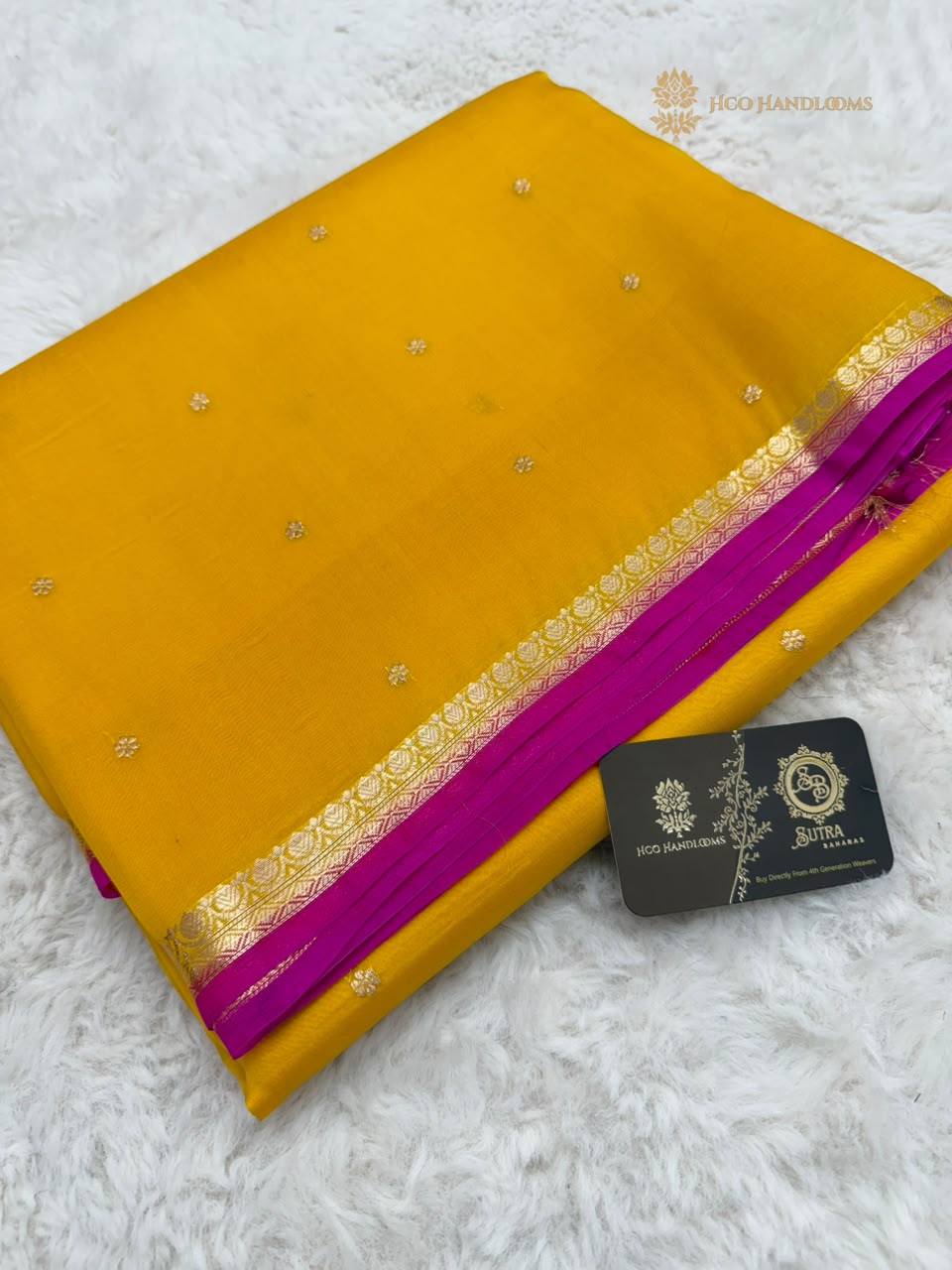 Pure Kora Silk Handloom Banarasi Saree - All Over Small Buti