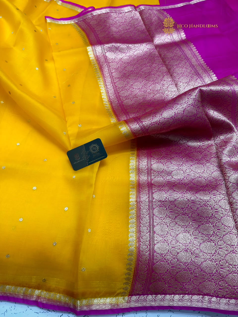 Pure Kora Silk Handloom Banarasi Saree - All Over Small Buti