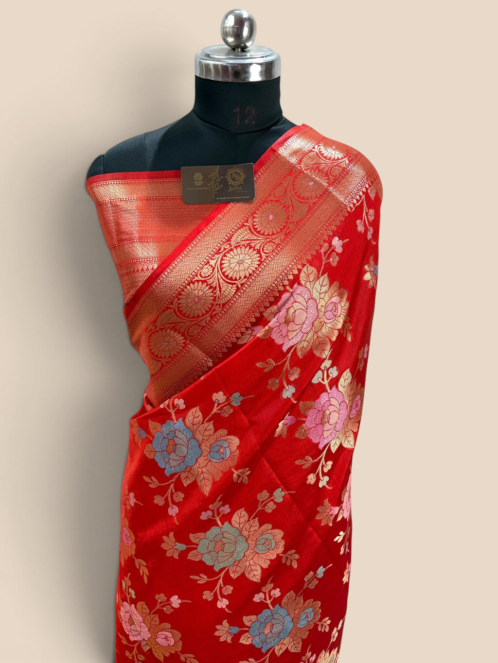 Red Pure Chiniya Silk Handloom Banarasi Saree - All Over Meenakari Motifs