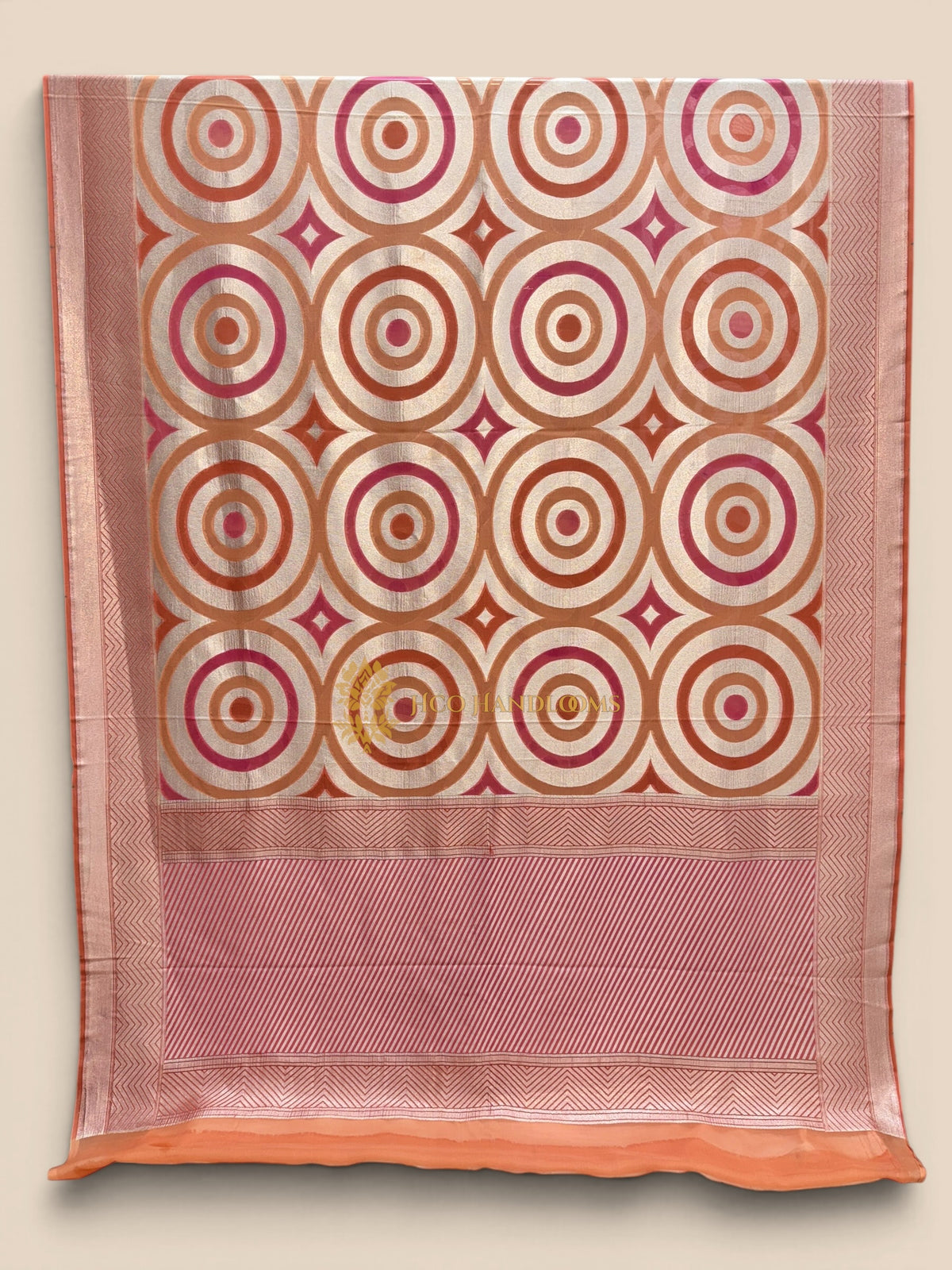 Rangkat Pure Khaddi Geogette Handloom Banarasi Saree - Spherical Pattern
