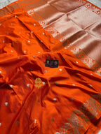 Premium Mashru Katan Silk Banarasi Saree With Floral Motifs