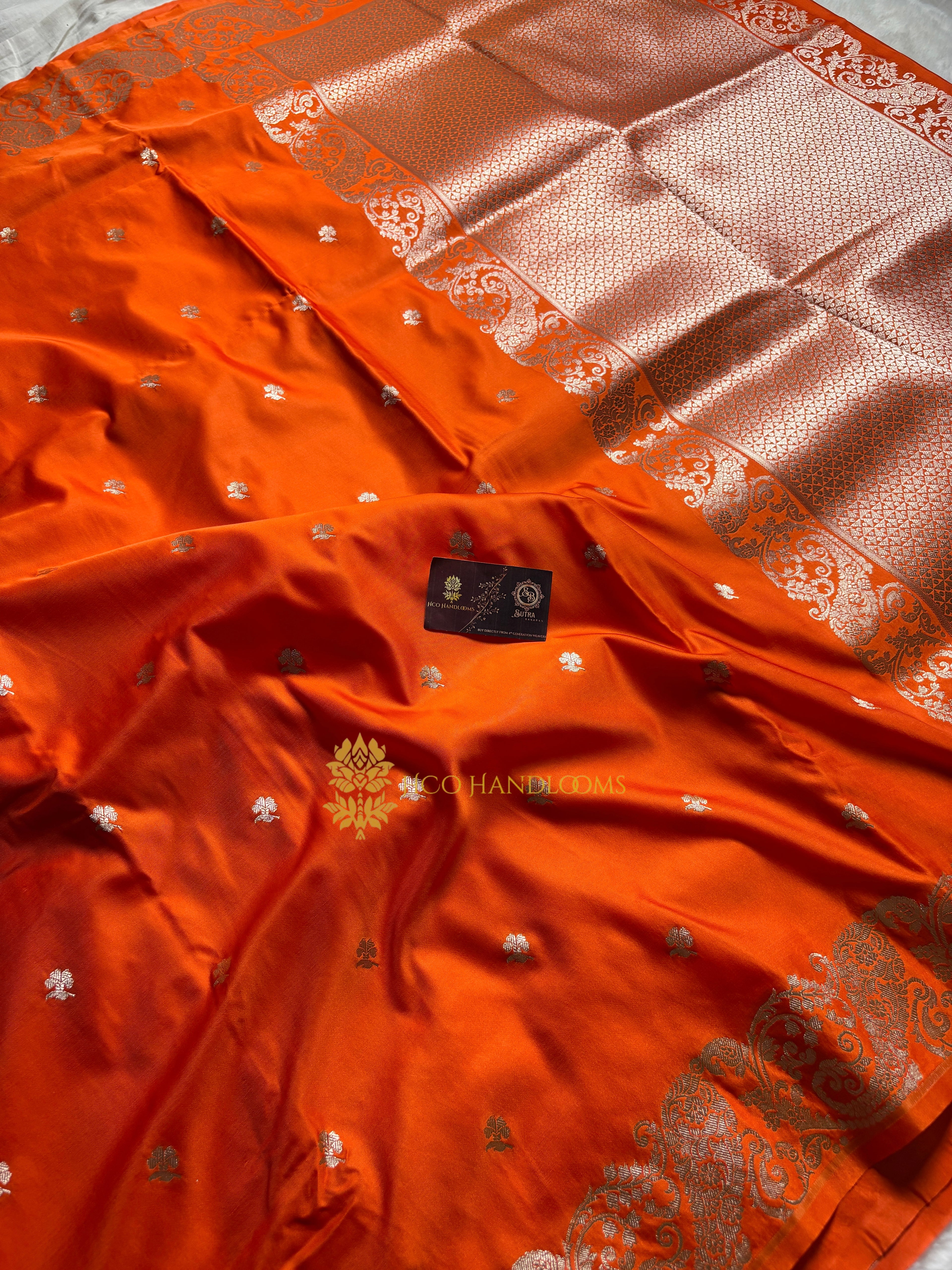 Premium Mashru Katan Silk Banarasi Saree With Floral Motifs