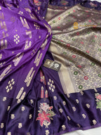 Purple Gradient Premium Soft Silk Banarasi Saree - All Over Meenakari Motifs