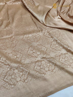 Regal Beige Pure Katan Silk Handloom Banarasi Saree - All Over Brocade