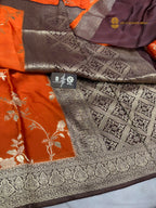 Premium Mashru Crepe Silk Banarasi Saree - All Over Floral Jaal