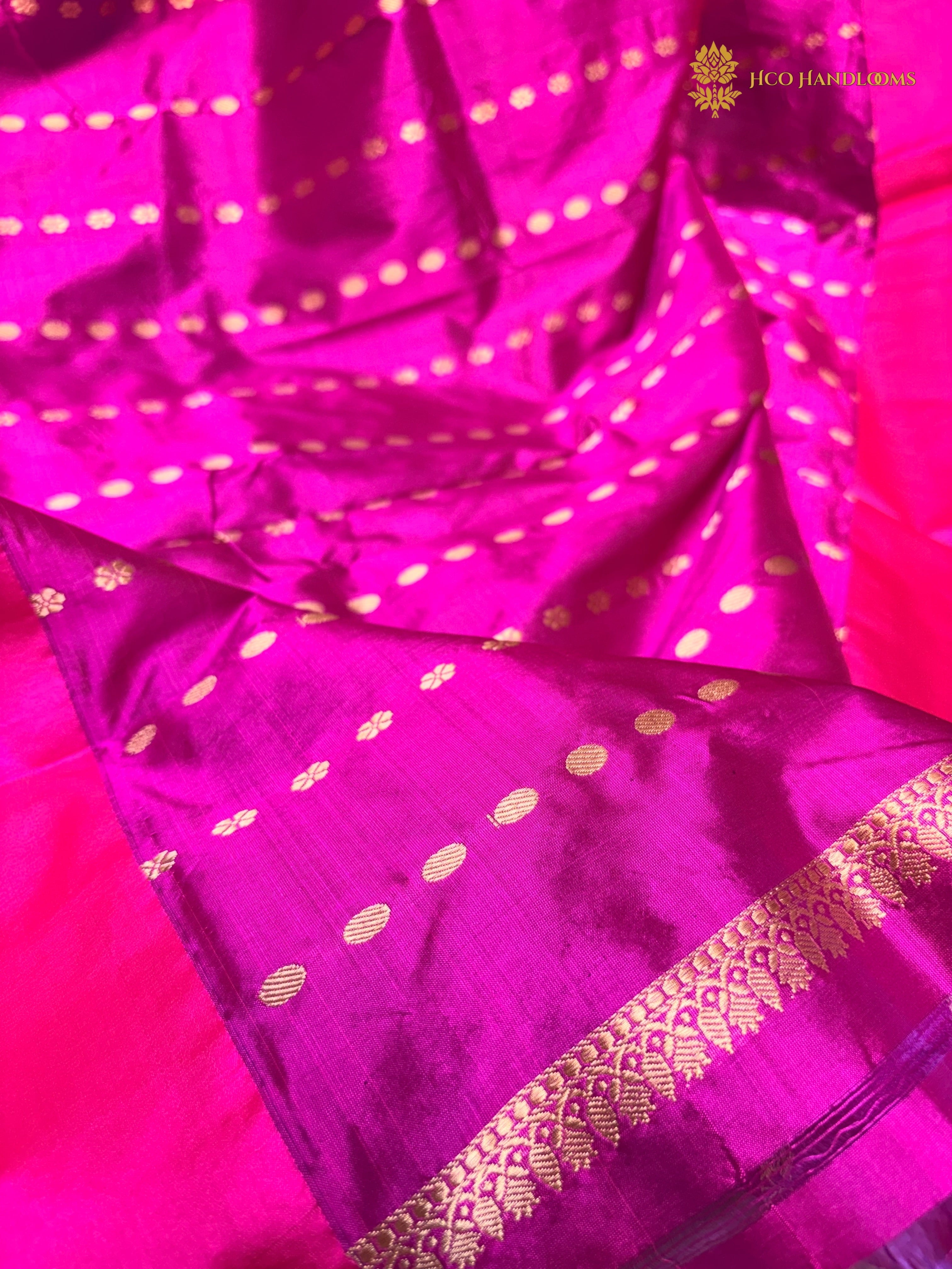 Pure Mango Katan Silk Handloom Banarasi Saree - All Over Kadhua Motifs