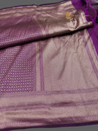 Purple Premium Soft Katan Silk Tanchui Brocade Banarasi Saree