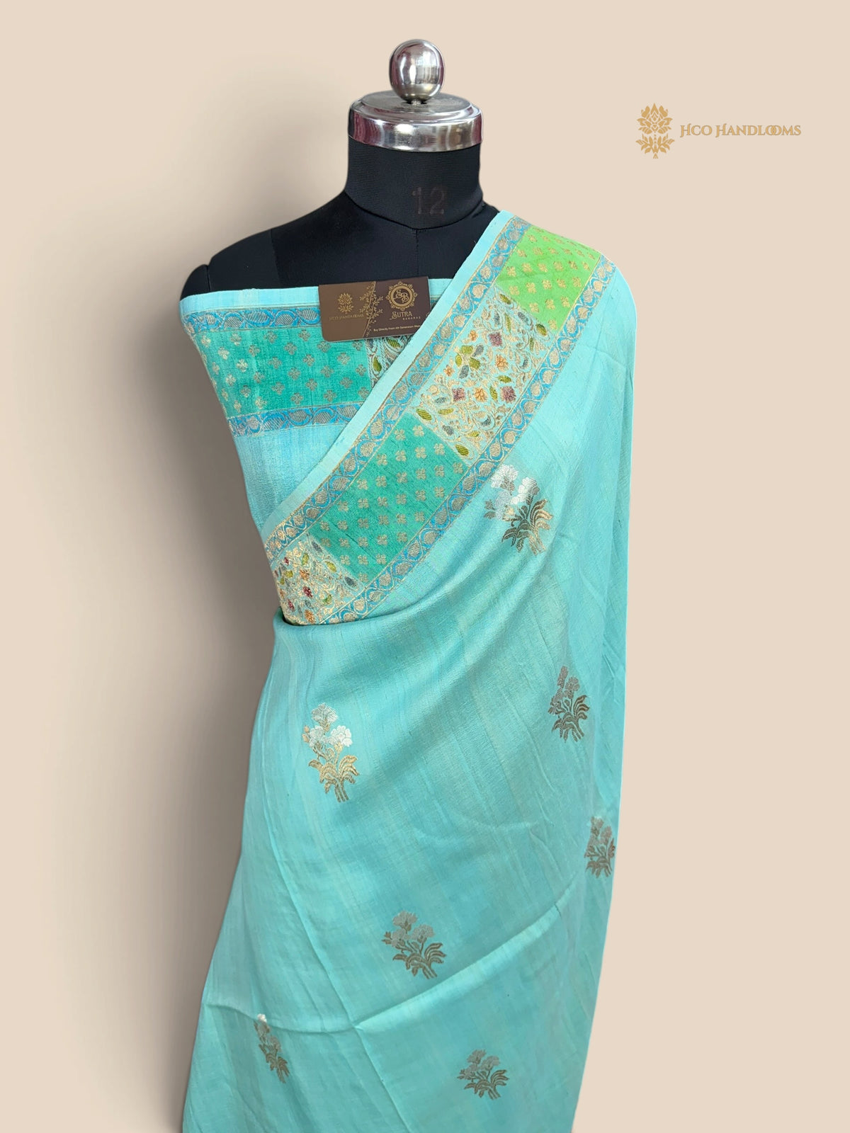 Pure Tussar Silk Handloom Banarasi Saree - All Over Motifs