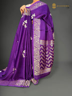 Premium Mashru Crepe Satin Silk Banarasi Saree - All Over Leafs Motifs