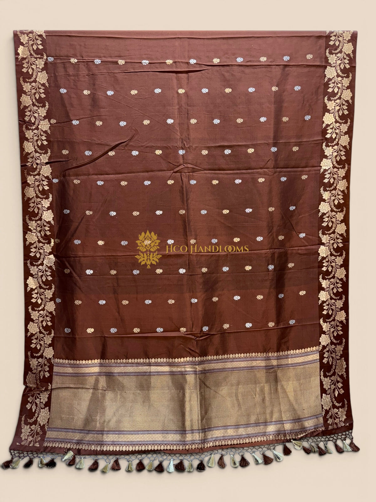 Pure Mango Katan Silk Handloom Banarasi Saree - All Over Motifs