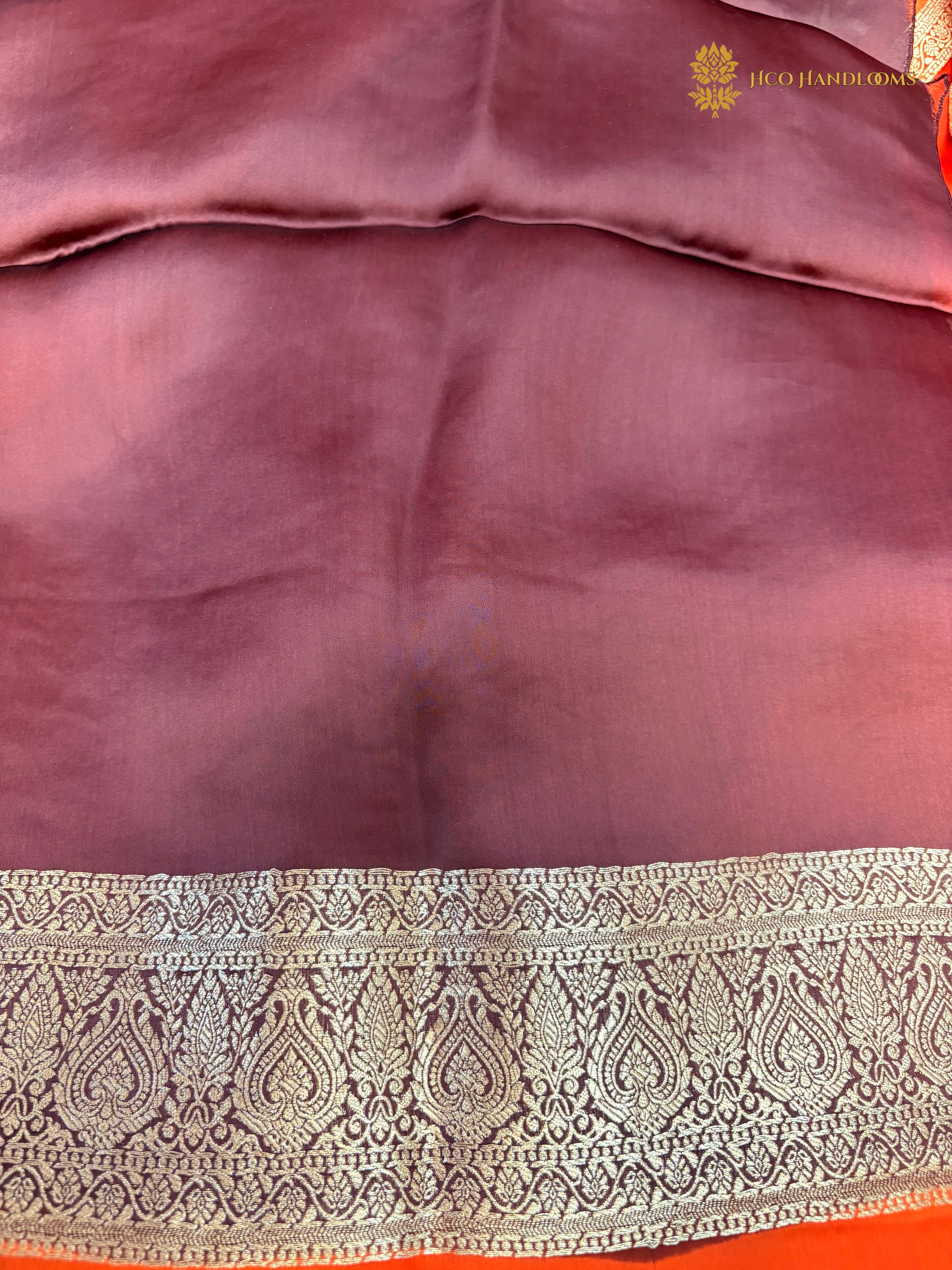 Premium Mashru Crepe Silk Banarasi Saree - All Over Jangla