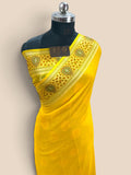 Yellow Pure Khaddi Chiffon Silk Banarasi Saree - Heavy Pallu