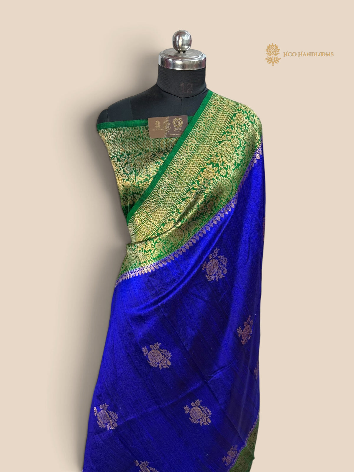 Contrast Pure Tussar Silk Handloom Banarasi Saree - Kadhua Motifs