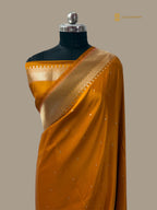Mustard Premium Mashru Katan Silk Banarasi Saree - All Over Small Booti