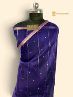 Pure Kora Silk Handloom Banarasi Saree - All Over Small Buti