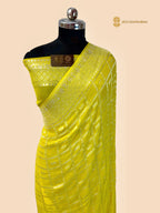 Pure Khaddi Georgette Silk Handloom Banarasi Saree - All Over Jaal