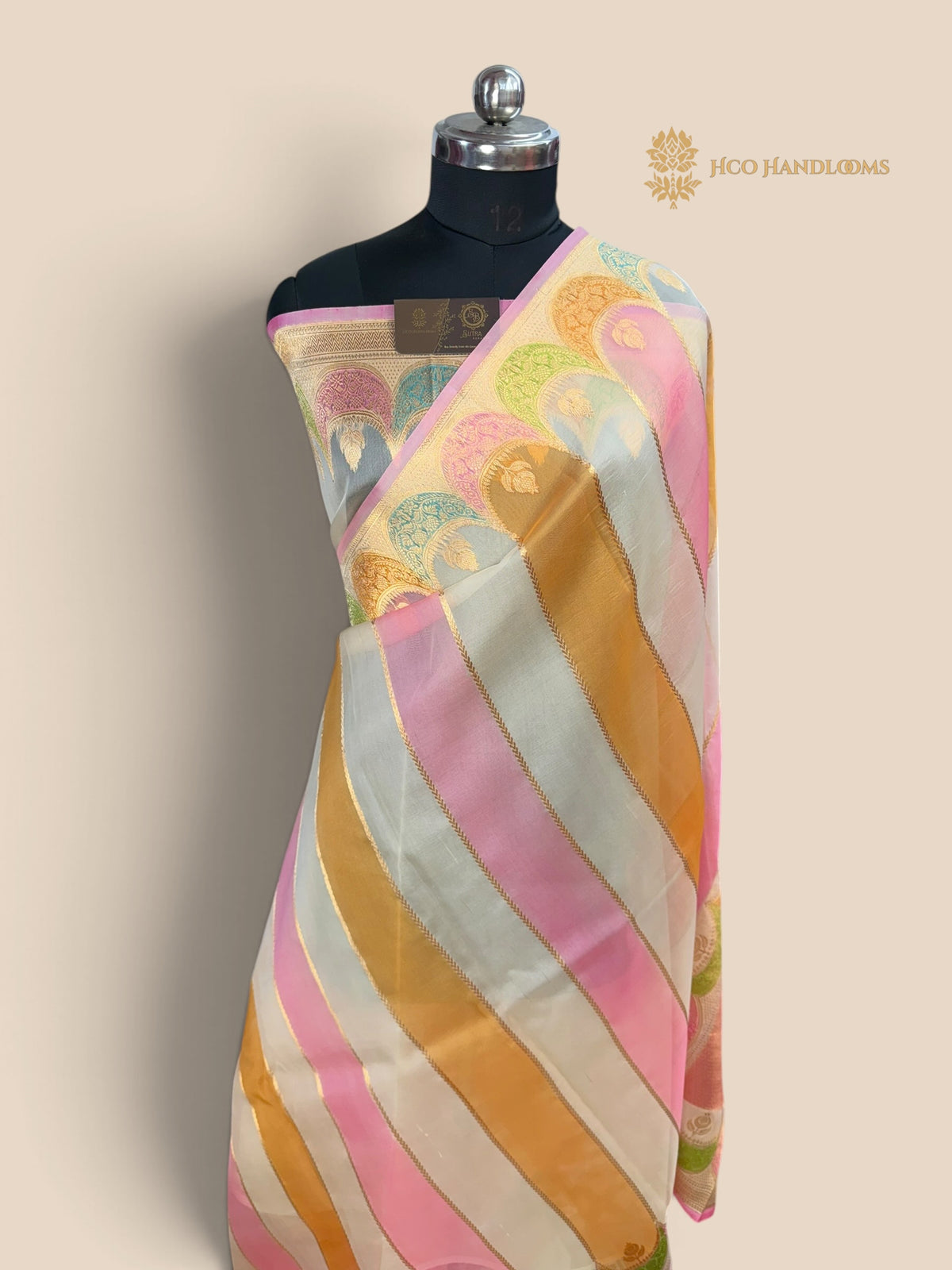 White Rangkat Pure Kora Silk Handloom Banarasi Saree