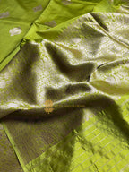 Pure Mango Katan Silk Handloom Banarasi Saree - All Over Kadhua Motifs