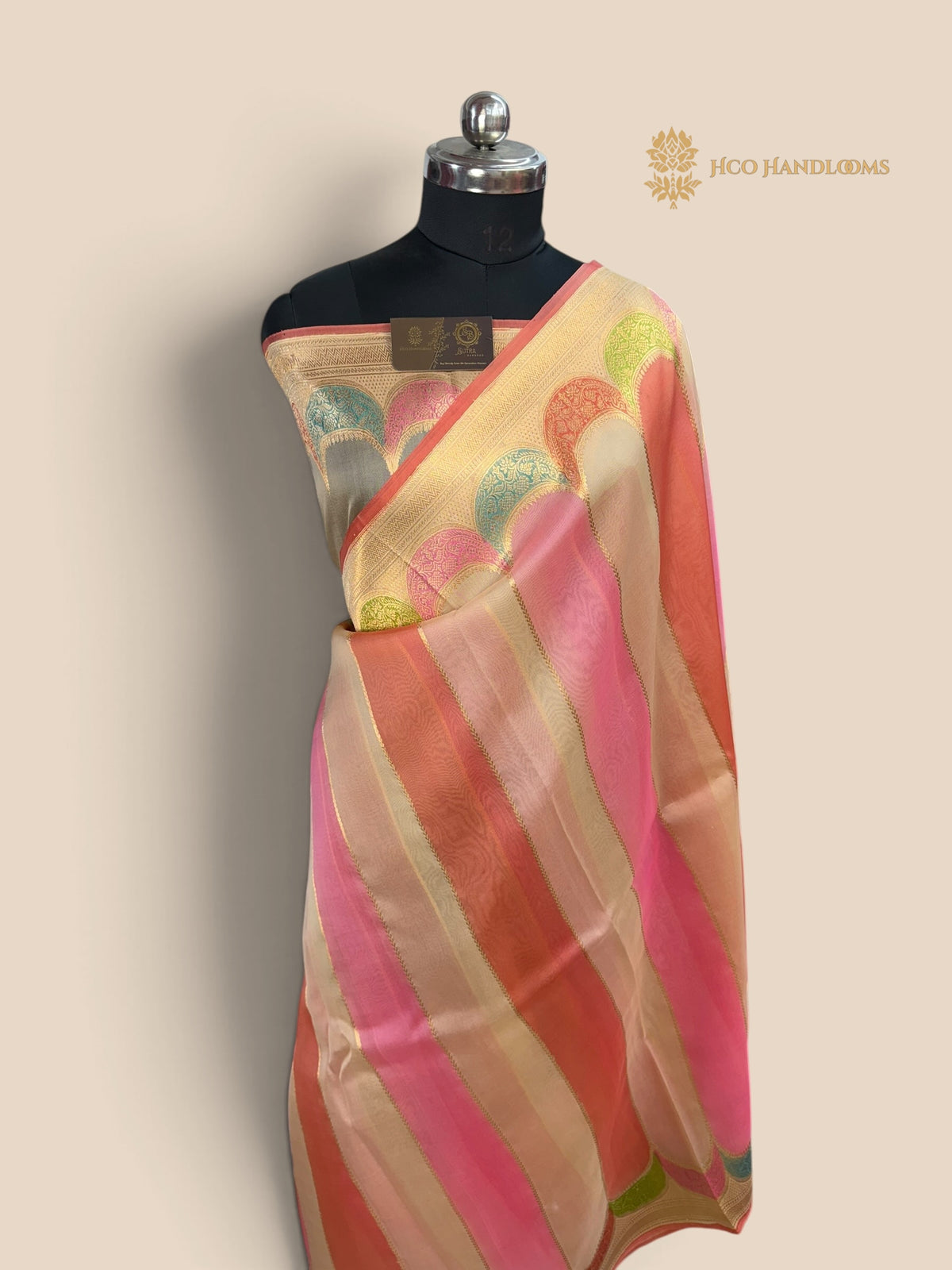 Ivory Rangkat Pure Kora Silk Handloom Banarasi Saree