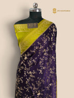 Premium Mashru Crepe Silk Banarasi Saree - All Over Floral Jaal
