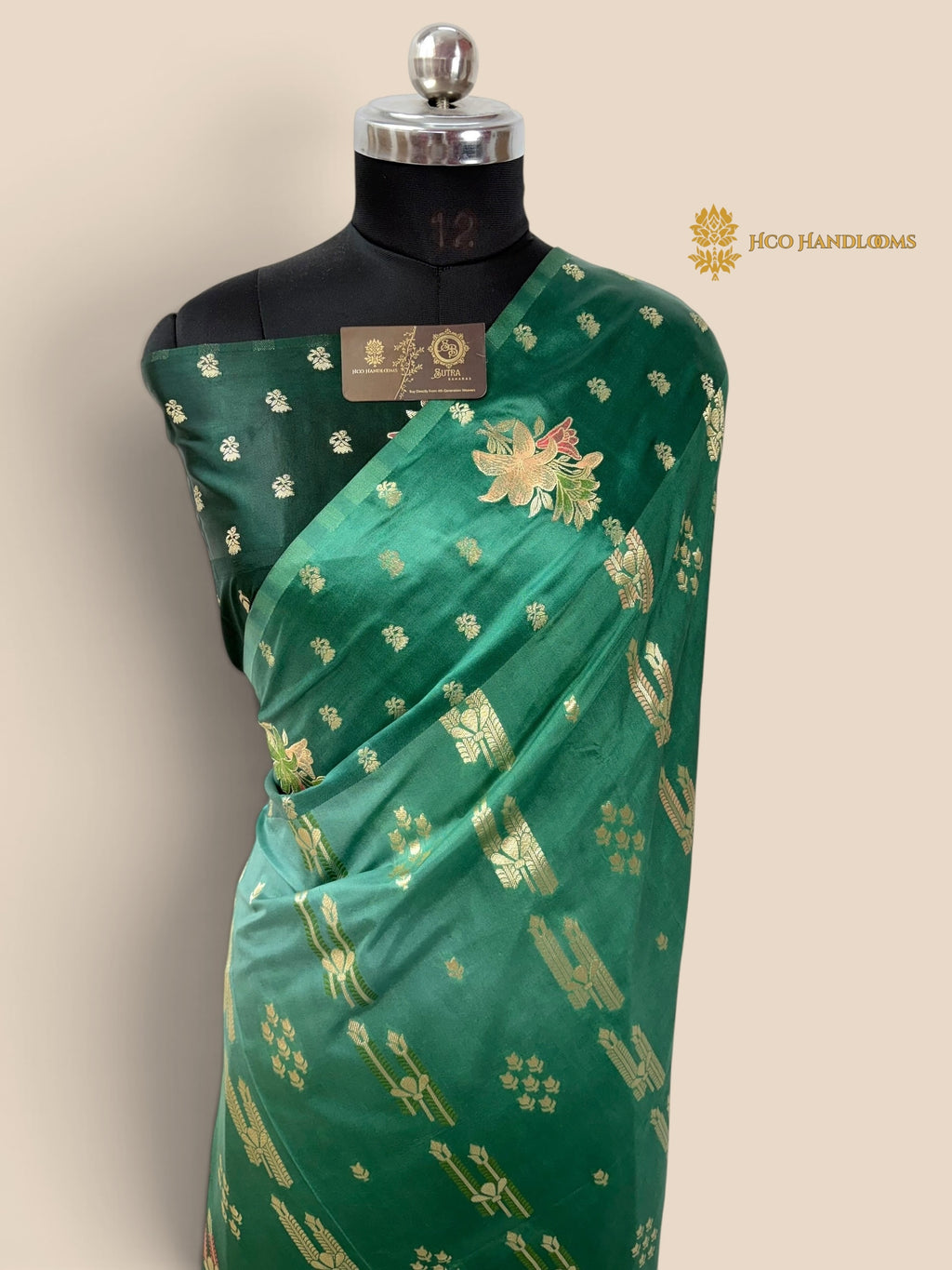 Green Gradient Premium Soft Silk Banarasi Saree - All Over Meenakari Motifs