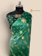 Green Gradient Premium Soft Silk Banarasi Saree - All Over Meenakari Motifs