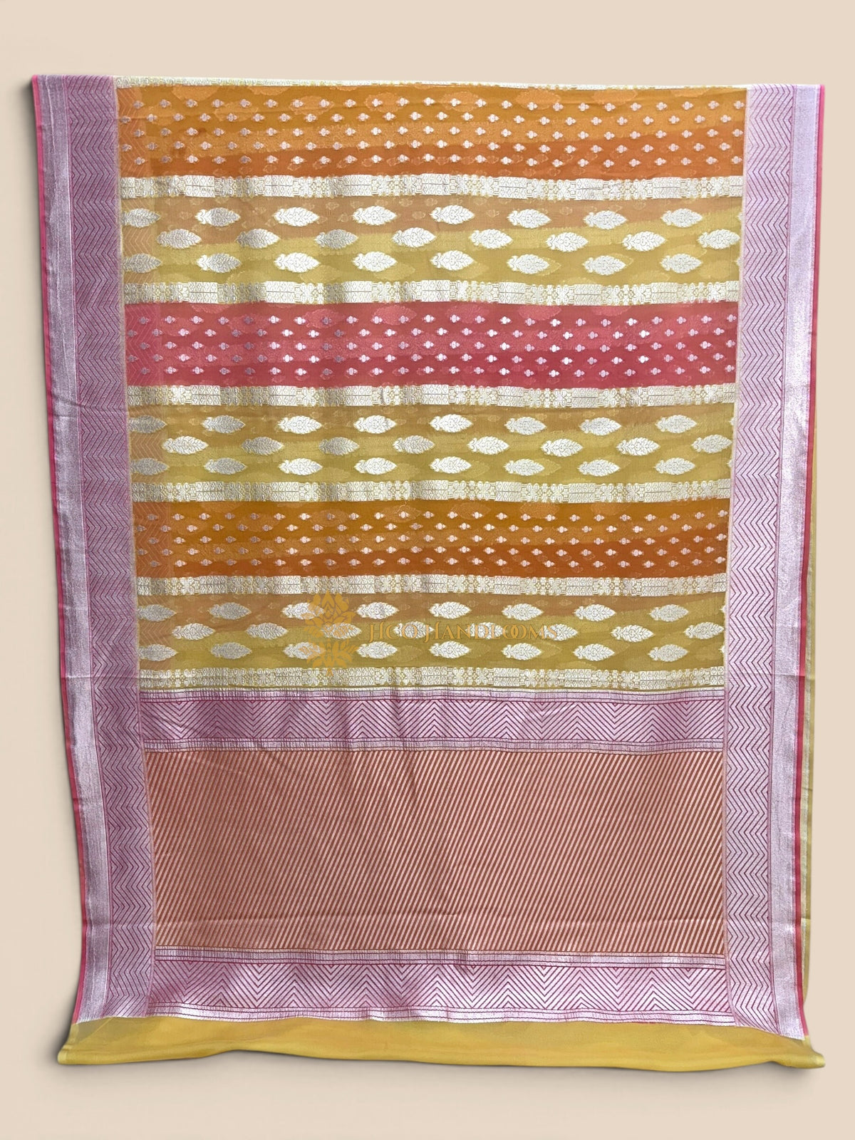 Rangkat Pure Khaddi Georgette Handloom Banarasi Saree - Water Zari