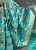Regal Pure Katan Silk Handloom Banarasi Saree - All Over Floral Jangla With Meenakari