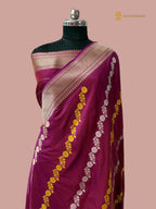 Regal Wine Pure Katan Silk Handloom Banarasi saree - All Over Floral Jaal
