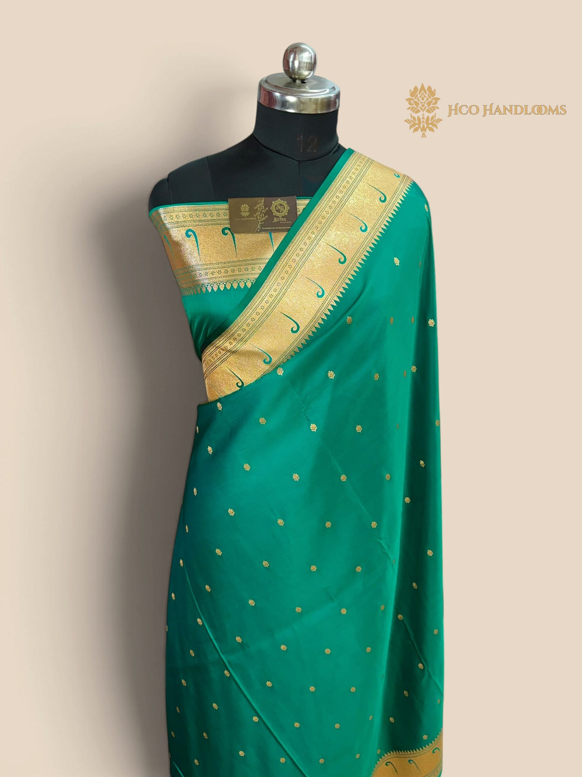 Sea Green Premium Mashru Katan Satin Silk Banarasi Saree - All Over Motifs